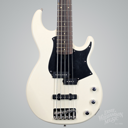 Yamaha 5-string; solid alder body, maple neck, rosewood fingerboard, one split single-coil and one straight single-coil pickup; Vintage White